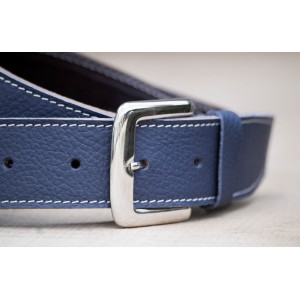 CEINTURE CUIR BLEU FRANCE | La jean